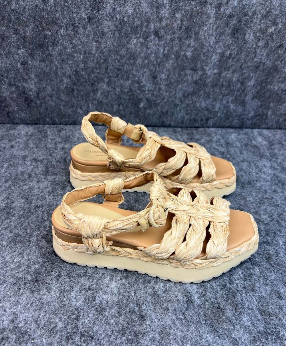 Paloma Barceló Urubu Woven Raffia Platform Slingback Sandals US 6.5 EU 37